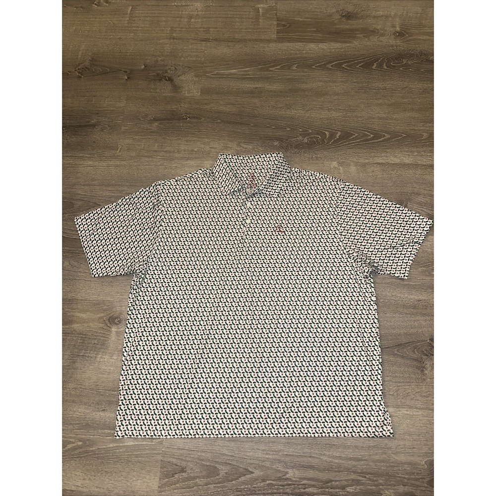Rhoback Mens Polo Shirt 2XL California Republic State Print Golf Performance